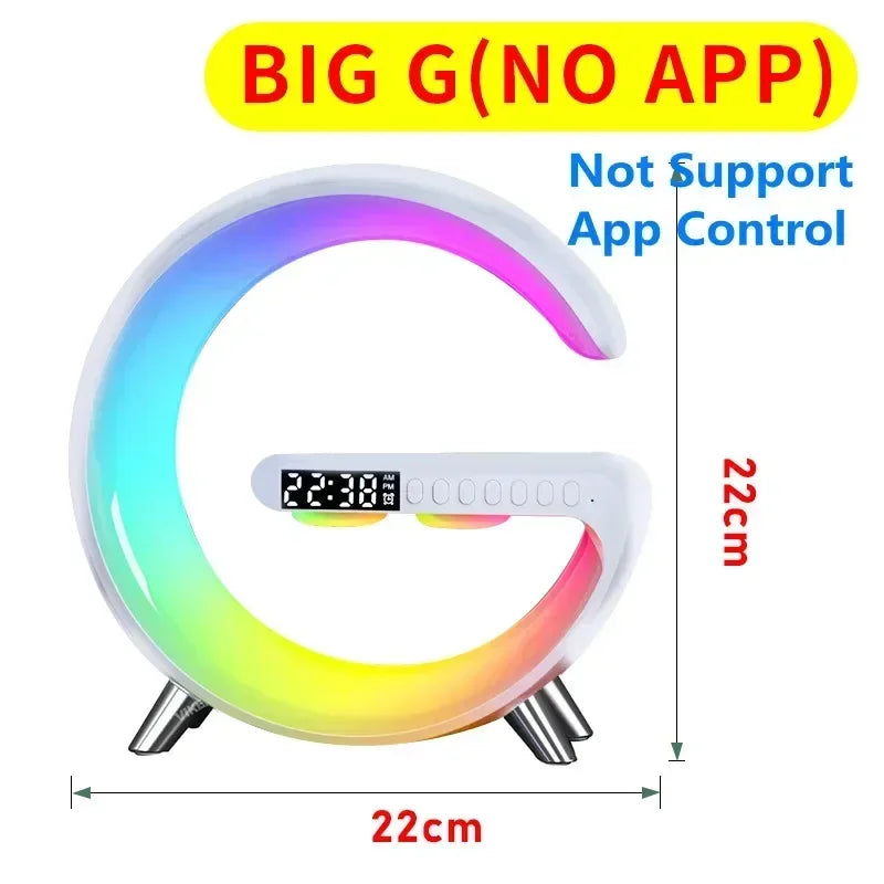 LED Smart Wake Up Light RGB Night Light with Bluetooth Speaker 15W Fast Wireless Charger Desk Lamp for Bedroom Bedside Game Room