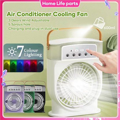 Portable USB Air Conditioner Cooling Fan With 5 Sprays 7 Color Light 600ML Water Tank Spray Mist Air Cooler Humidifiers SUM&WIN