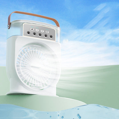 Portable USB Air Conditioner Cooling Fan With 5 Sprays 7 Color Light 600ML Water Tank Spray Mist Air Cooler Humidifiers SUM&WIN