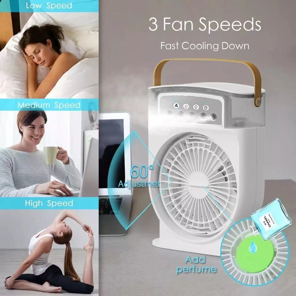 Portable USB Air Conditioner Cooling Fan With 5 Sprays 7 Color Light 600ML Water Tank Spray Mist Air Cooler Humidifiers SUM&WIN
