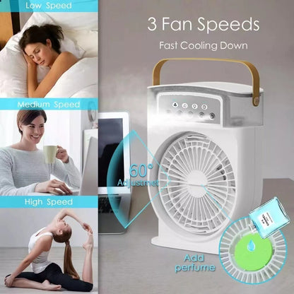 Portable USB Air Conditioner Cooling Fan With 5 Sprays 7 Color Light 600ML Water Tank Spray Mist Air Cooler Humidifiers SUM&WIN