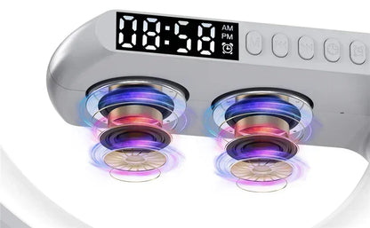 LED Smart Wake Up Light RGB Night Light with Bluetooth Speaker 15W Fast Wireless Charger Desk Lamp for Bedroom Bedside Game Room